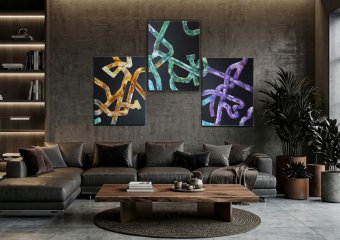 Pintura "Tríptico Siete Caminos", pintor ValerI KlepA acrílico lienzo en Jose Art Gallery
