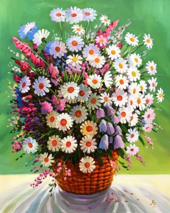 Painting "A bouquet of wildflowers" by painter Aleksandr Romanenko oil canvas at Jose Art Gallery