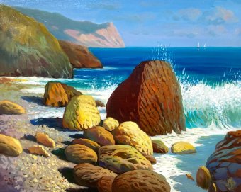 Painting "Coast" by painter Aleksandr Romanenko oil canvas at Jose Art Gallery
