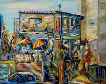 Painting "Jerusalem. Views of Nachlaot." by painter Jannet Mitin oil canvas at Jose Art Gallery