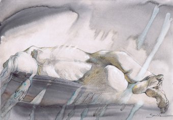 Grafika "Studium postaci | ART-1679", ilustrator Samira Yanushkova ołówek papier w Jose Art Gallery