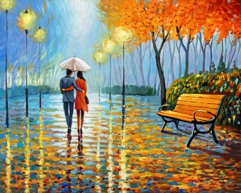 Painting "A walk together" by painter Aleksandr Romanenko oil canvas at Jose Art Gallery