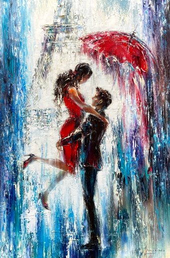 Painting "After a long separation" by painter Aleksandr Romanenko oil canvas at Jose Art Gallery