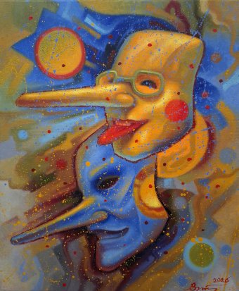 Painting "Two Liars" by painter Serhii Voichenko oil canvas at Jose Art Gallery