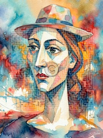 Abstract woman with a hat