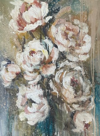 Peinture "Voile de pivoine", peintre Oksana Almiz acrylique toile à la Jose Art Gallery