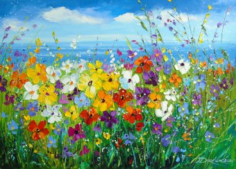 Painting "Vibrant Wildflower Meadow" by painter Olha Darchuk oil canvas at Jose Art Gallery