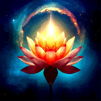 Digital Art "Cosmic Lotus Radiance" by digital artist Viktor Levchenko at Jose Art Gallery