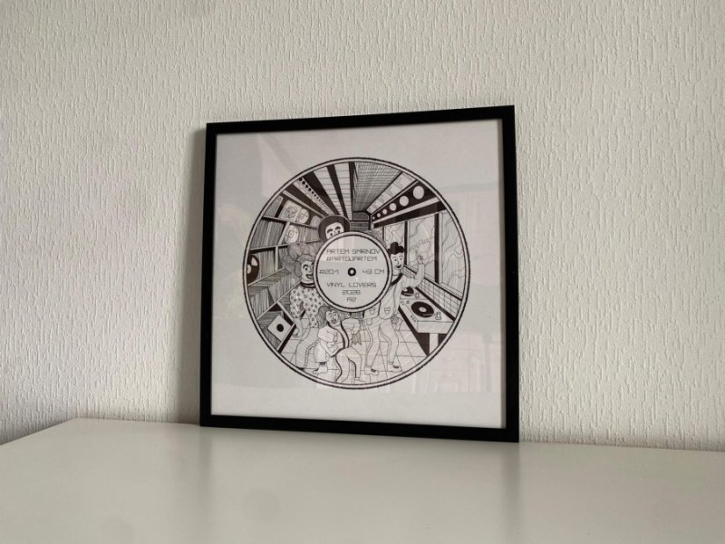 Zusätzliches Bild 1: Abstraktionismus Interieur Graphik "Schwarz-Weiß-Grafiken für Musikliebhaber", illustrator #artdjartem Tinte Papier 