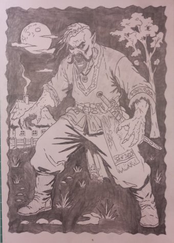 Grafika "Ataman Sirko", ilustrator Temnyy ołówek papier w Jose Art Gallery