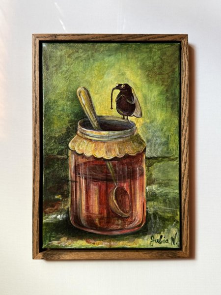 Immagine aggiuntiva 1: Cubismo Miniatura Pittura "Barattolo di marmellata", pittore Nikolaienko Julia acrilico tela 