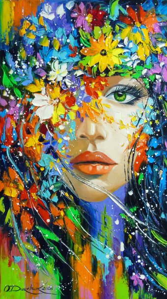 Peinture "L'âme qui s'épanouit", peintre Olga Darchuk huile toile à la Jose Art Gallery