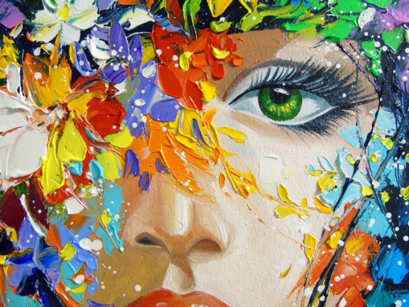 Additional view 1: Impressionism Interior Painting The soul that blossoms by painter Olha Darchuk oil canvas 