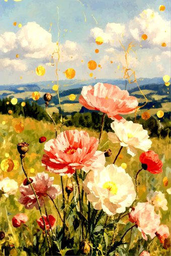Digital Art "Expressive Summer Poppies" by digital artist Viktor Levchenko at Jose Art Gallery