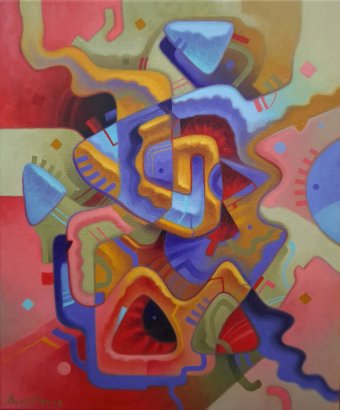 Painting "Reverse button" by painter Serhii Voichenko oil canvas at Jose Art Gallery