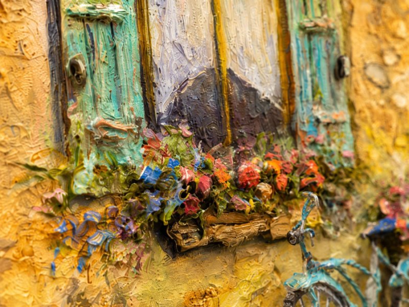 Additional view 3: Impressionism Interior Painting Where Memories Bloom by painter Vardan Azaryan acrylic wood 