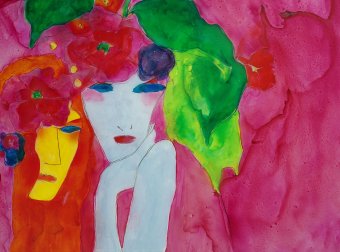 Painting "Chervone Vino1" by painter Sergey Yemets ink paper at Jose Art Gallery