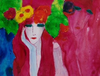 Painting "Chervone Vino2" by painter Sergey Yemets ink paper at Jose Art Gallery