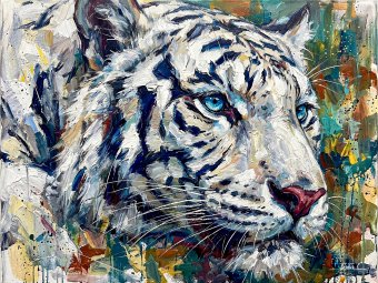 Fotografie "Albino-Tiger und Saphiraugen", fotograf/-in Orlando Sanchez Cabrera in der Jose Art Gallery