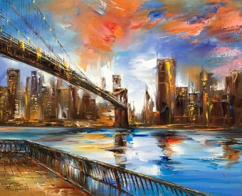 Painting "View of the Brooklyn Bridge" by painter Aleksandr Romanenko oil canvas at Jose Art Gallery