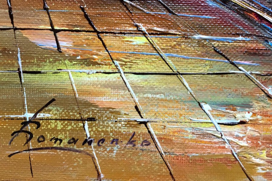 Additional view 2: Impressionism Landscape Painting View of the Brooklyn Bridge by painter Aleksandr Romanenko oil canvas 