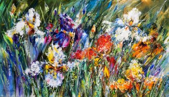 Painting "Iris field" by painter Aleksandr Romanenko oil canvas at Jose Art Gallery