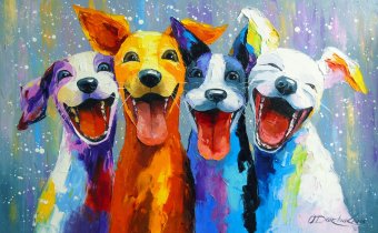 Painting "Meeting of Friends" by painter Olha Darchuk oil canvas at Jose Art Gallery