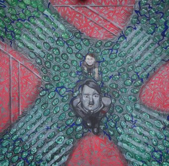 Graphik "Wut: Kindlicher Groll und Weltkatastrophen", illustrator Viktoriia Kaftan Acryl Stoff in der Jose Art Gallery