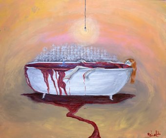 Pittura "Per essere sicuri", pittore rejolda acrilico tela alla Jose Art Gallery