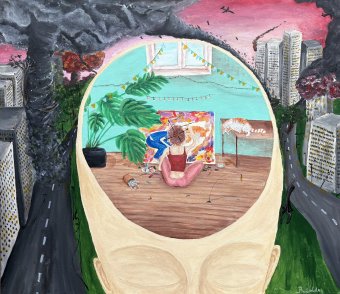 Painting "You’ll be defiantly safe" by painter rejolda acrylic canvas at Jose Art Gallery