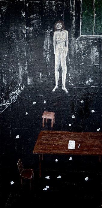 Painting "Life wt being is a creature" by painter rejolda acrylic canvas at Jose Art Gallery