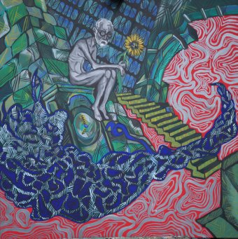 Graphik "Faulheit", illustrator Viktoriia Kaftan Acryl Stoff in der Jose Art Gallery