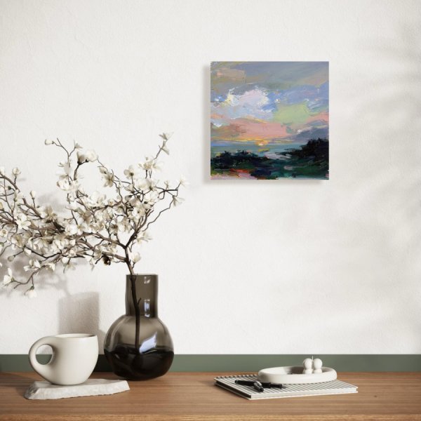 Additional view 2: Impressionism Landscape Painting Atmospheric Study No. 21 by painter Daria Zavadenko oil wood 