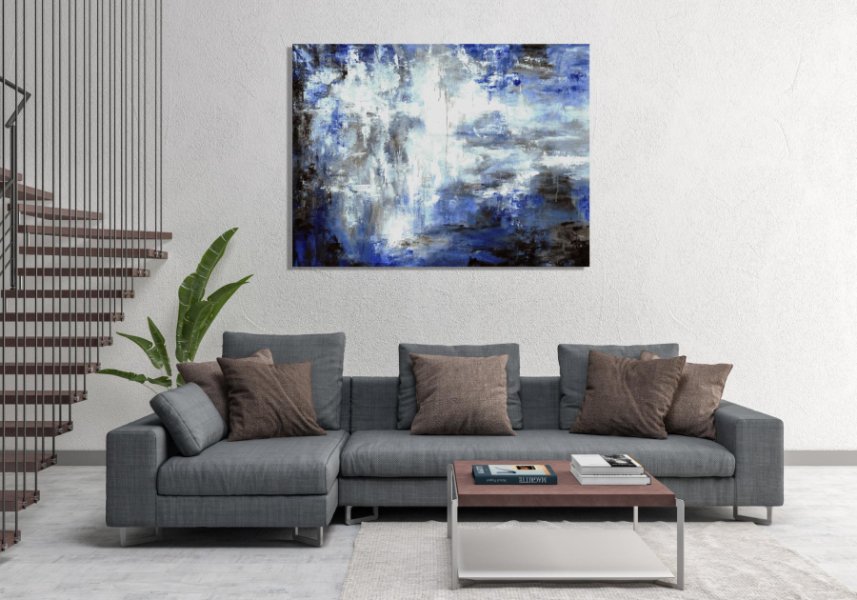 Additional view 1: Abstract Genre Painting Azure by painter Lisa Daniels acrylic canvas 