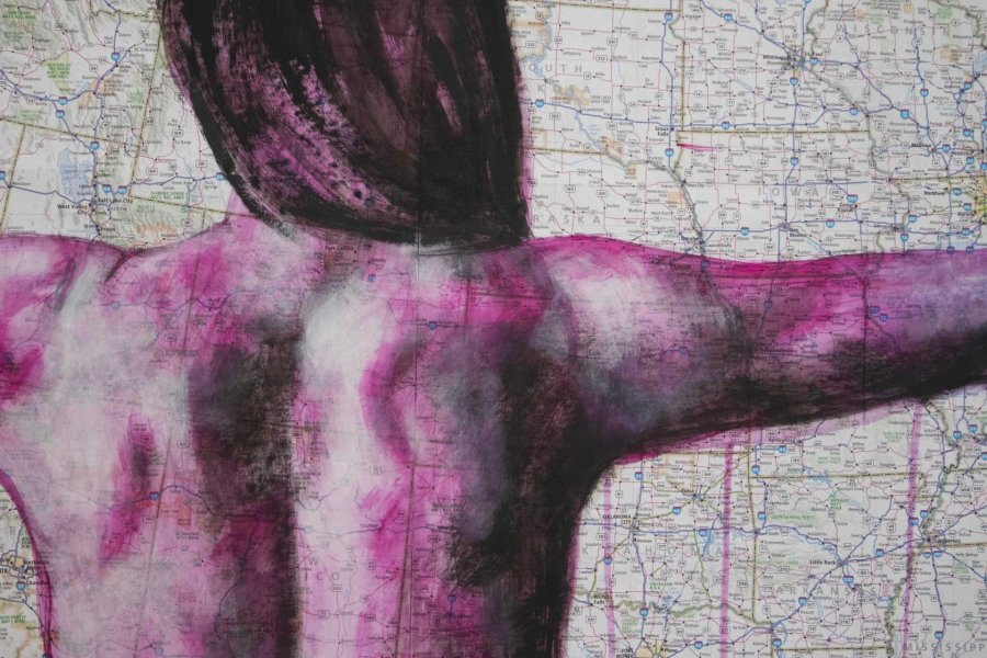 Additional view 1: Figurative Nude Painting Way to my heart: USA by painter Kateryna Bortsova acrylic paper 