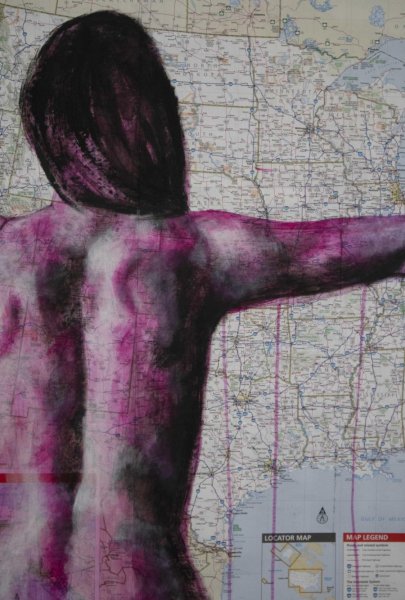 Additional view 2: Figurative Nude Painting Way to my heart: USA by painter Kateryna Bortsova acrylic paper 