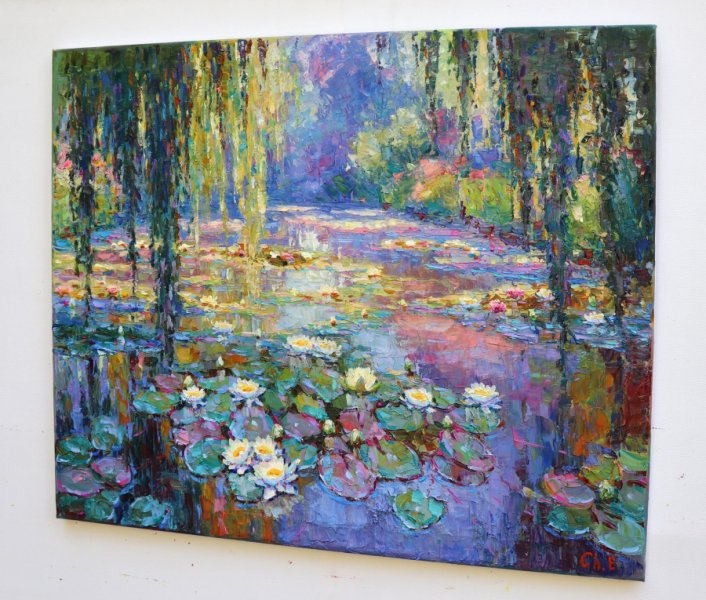 Additional view 2: Impressionism Flower Painting Water Lilyes by painter Yevgeny Chernyakovsky oil canvas 