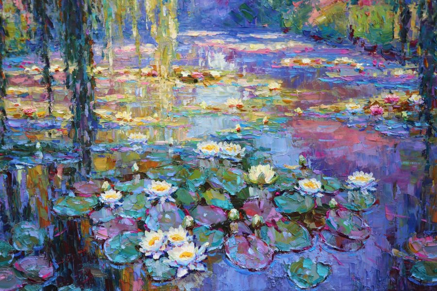 Additional view 3: Impressionism Flower Painting Water Lilyes by painter Yevgeny Chernyakovsky oil canvas 