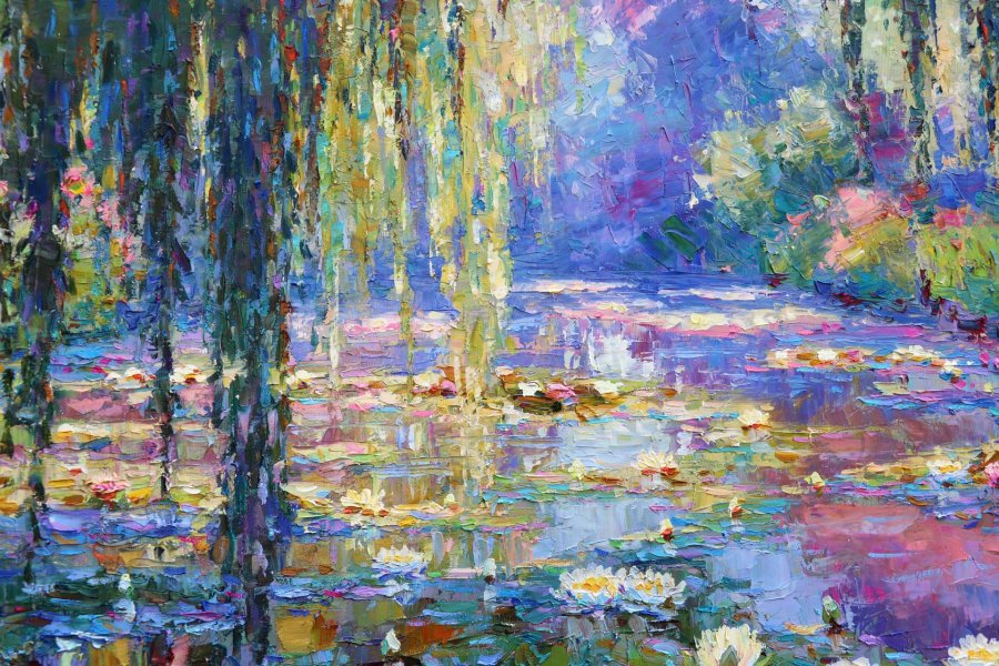Additional view 5: Impressionism Flower Painting Water Lilyes by painter Yevgeny Chernyakovsky oil canvas 
