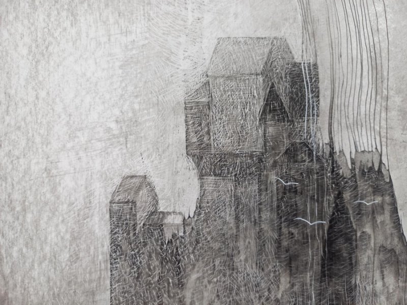 Additional view 1: Symbolism Landscape Drawing The World Before Names by illustrator Lana Korolievskaia ink cardboard 
