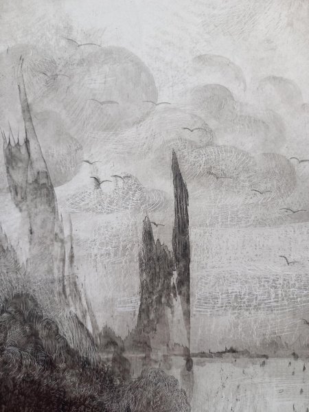 Additional view 5: Symbolism Landscape Drawing The World Before Names by illustrator Lana Korolievskaia ink cardboard 