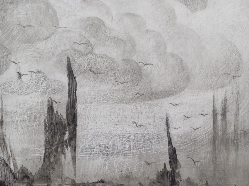 Additional view 6: Symbolism Landscape Drawing The World Before Names by illustrator Lana Korolievskaia ink cardboard 