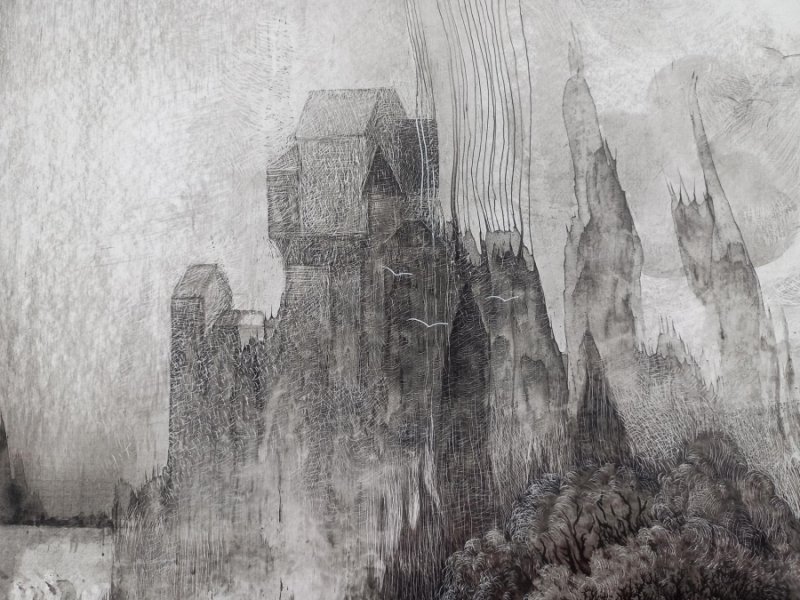 Additional view 7: Symbolism Landscape Drawing The World Before Names by illustrator Lana Korolievskaia ink cardboard 