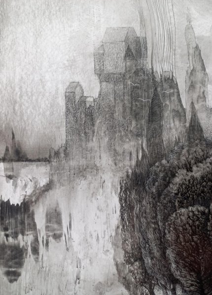 Additional view 8: Symbolism Landscape Drawing The World Before Names by illustrator Lana Korolievskaia ink cardboard 