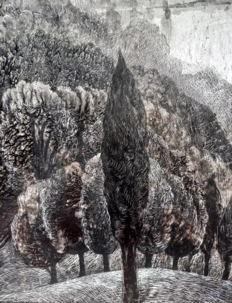 Additional view 9: Symbolism Landscape Drawing The World Before Names by illustrator Lana Korolievskaia ink cardboard 