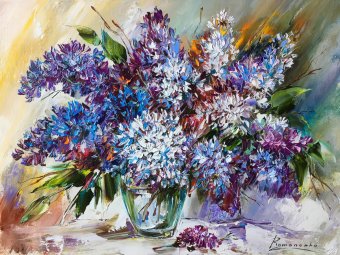 Painting "Lilac" by painter Aleksandr Romanenko oil canvas at Jose Art Gallery
