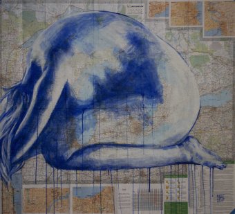 Peinture "Lacs mères", peintre Kateryna Bortsova acrylique papier à la Jose Art Gallery