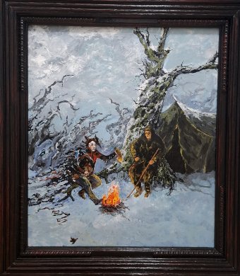 Pintura "El caminante y el tentador", pintor Anton Zapotochny(Dovzhenko) acrílico lienzo en Jose Art Gallery