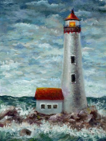 Painting "Lighthouse" by painter Olga Rybina acrylic canvas at Jose Art Gallery