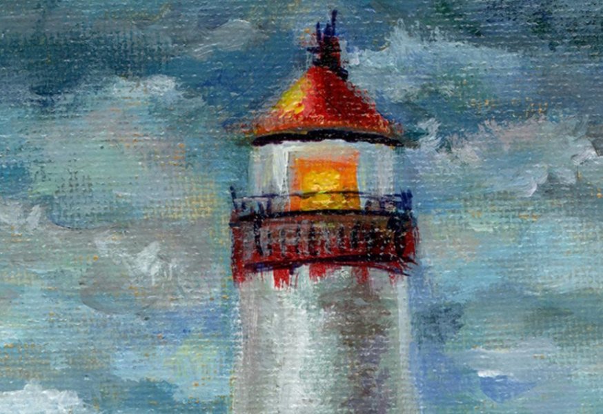 Additional view 1: Impressionism Landscape Painting Lighthouse by painter Olga Rybina acrylic canvas 
